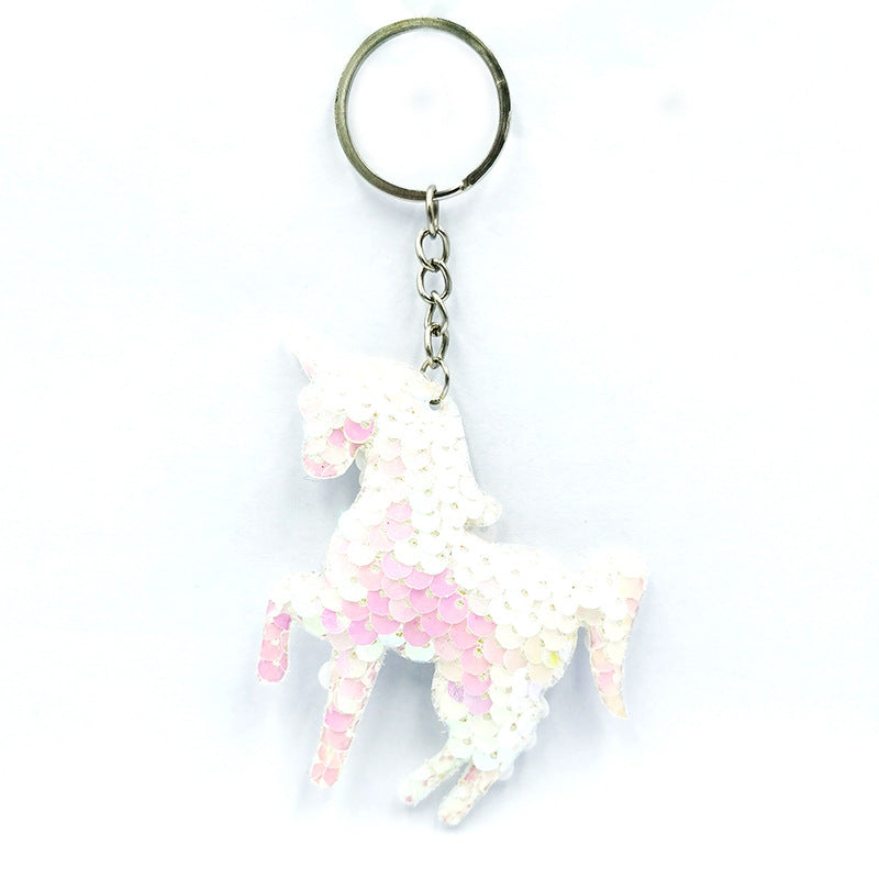 Wholesale Reflective Bright Surface Animal Plant PET Glitter Fashion Bag DIY Keychains